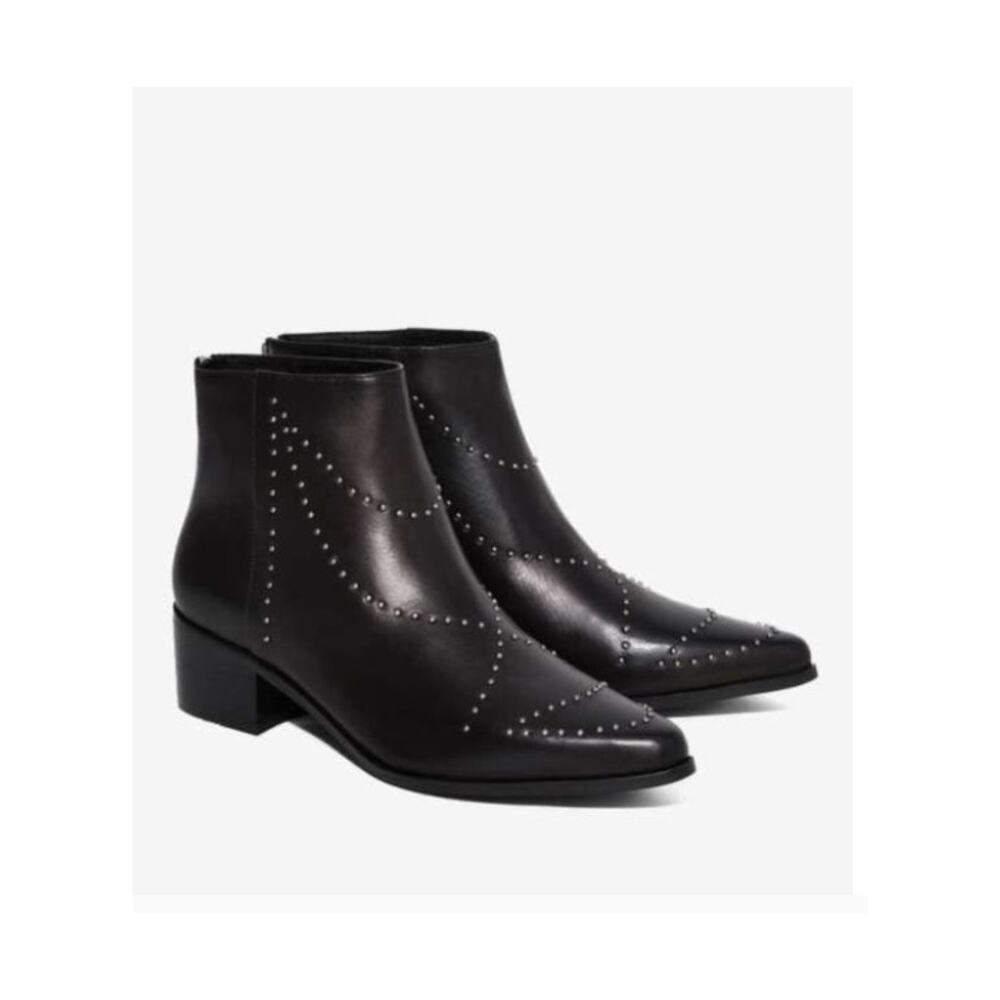 Grey City Wendy Revolve Studded Leather Ankle Boot Black 9